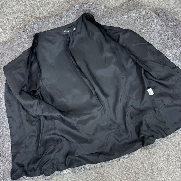 Jon by Teri Jon Open Mock Neck Metallic Belted Topper Jacket Silver Black Size 8 - Picture 9 of 16